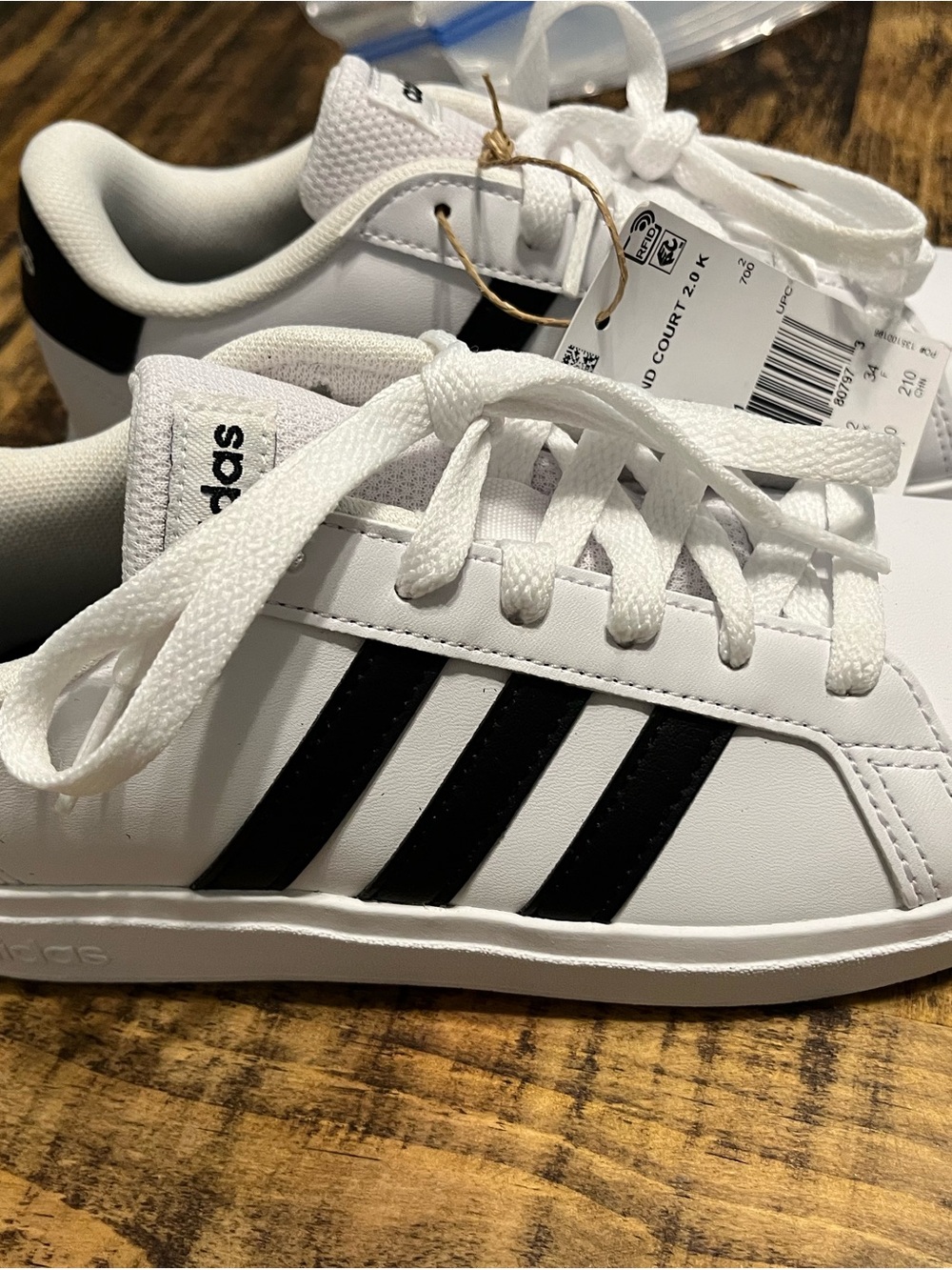 adidas Kids' White and Black Court Casual Shoes